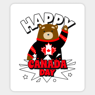 Funny Animals, Patriotic Brown Bear Canada Day July 1st Sticker